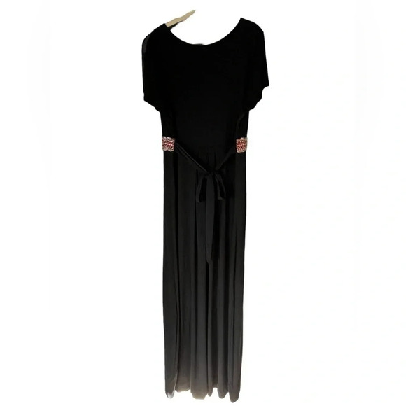 Monsoon Breaded Plus Size Women’s Maxi Dress Boho Tie Waisted Black - Picture 4 of 14